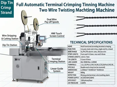 Full Automatic Terminal Crimping Tinning Machine Two Wire Twisting Machine JW-WTT Thumb