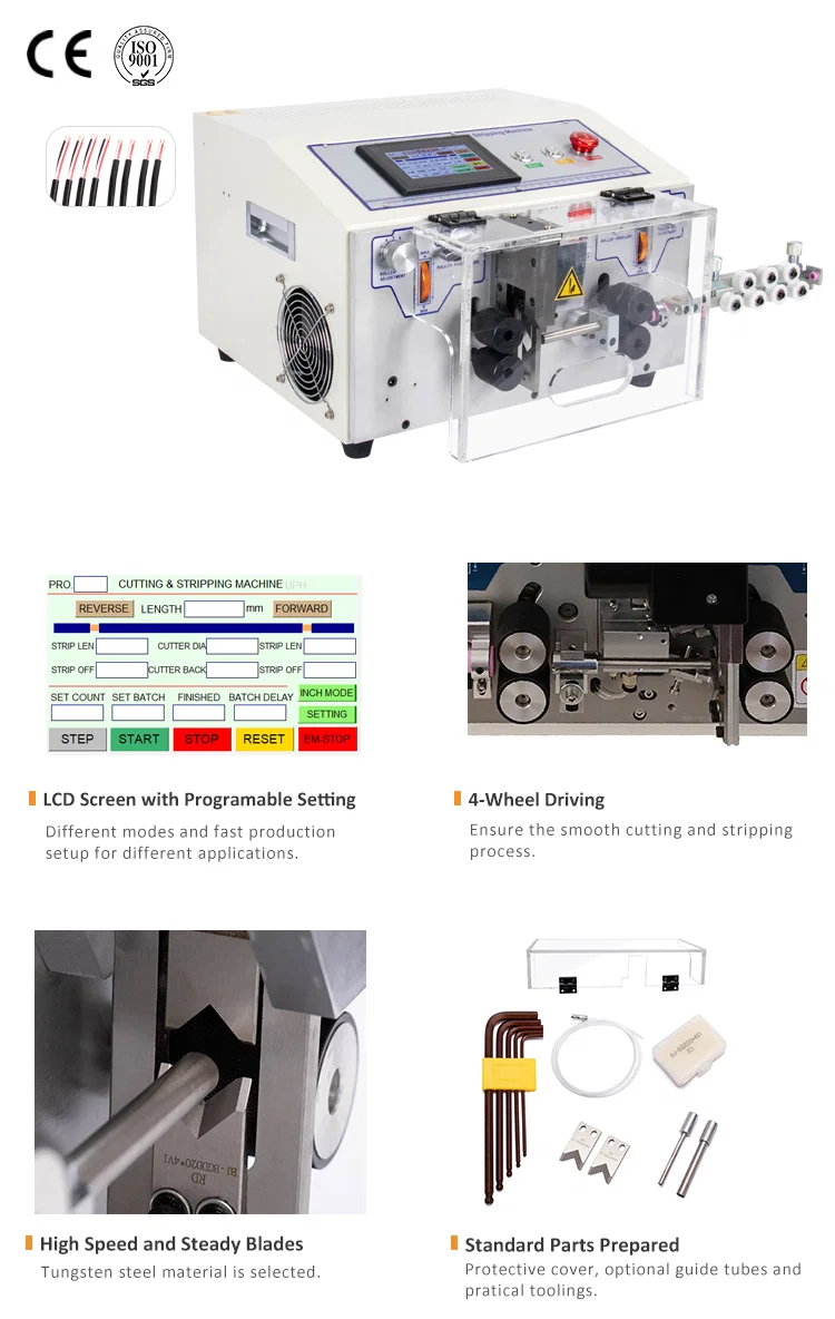  Berøringsskjermkontrollkappe Kabelklippe-strippemaskin (WPM-HT2S), Wire Stripping-maskin, Wire Cutting Machine, Stripping Wire Round Sheathed Cable 